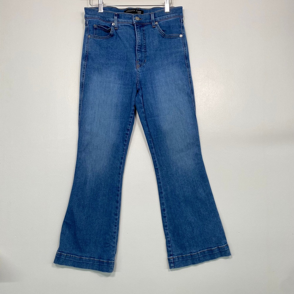 Veronica Beard Women Carson Ankle Flare Jeans‎ 30 Blue High Rise Tide Down Wash